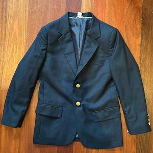 Hartstrings boys navy blue wool blend 2 button blazer (size 8)